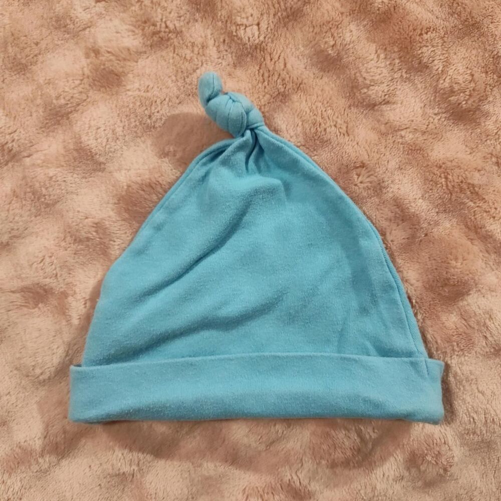 Blue Knotted Baby Hat 100% Cotton 6-9 months